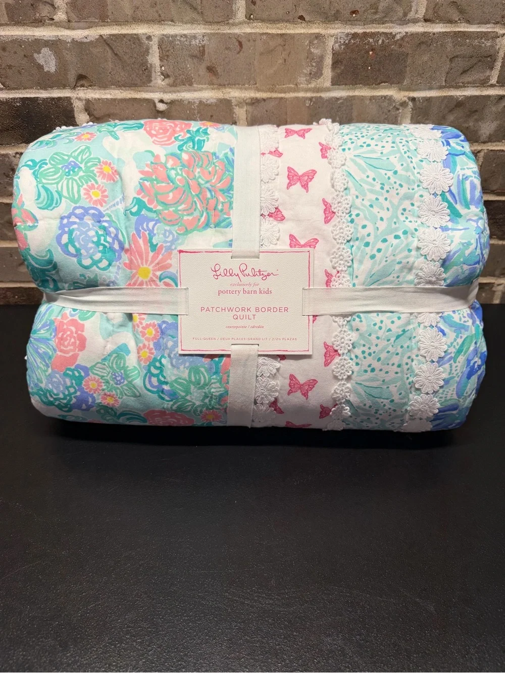 Lilly Pulitzer Patchwork Border Quilt Full / Queen Multi Color Butterfly NWT